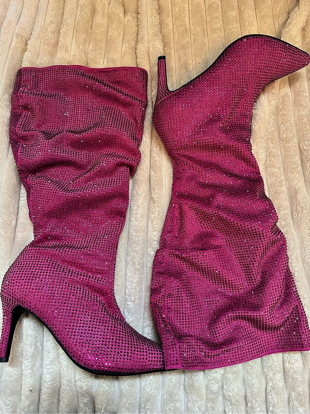 Torrid Pink Rhinestone Knee Boots US 9.5 WW